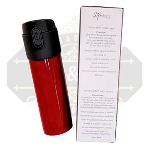 Sipology Red Ruby & Black Cooler Thermos. Limited Edition. Button Pop Open Lid